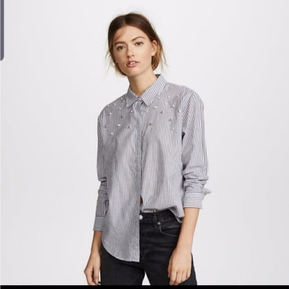 Rails taylor pearl studded button down shirt small
